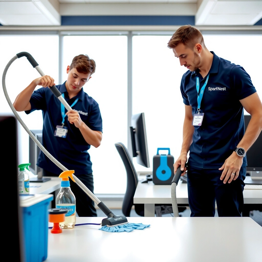 Professional cleaning team at work